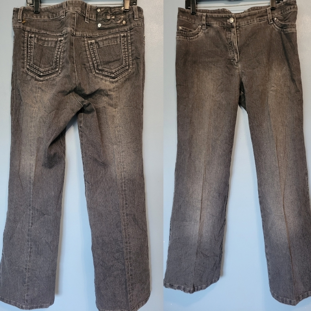 Escada Womens Straight Leg Grey Jeans Size 42 Waist 34